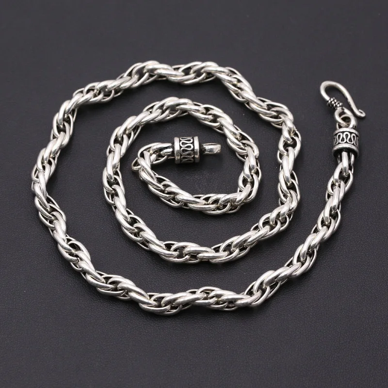Dia 6mm Solid Silver 925 Necklace Men Thick Chain 100% Real Sterling-Silver-Jewelry Men Simple Design Cool Choker Necklace Gift Dia 6mm Solid Silver 925 Necklace Men Thick Chain 100% Real Sterling-Silver-Jewelry Men Simple Design Cool Choker Necklace Gift