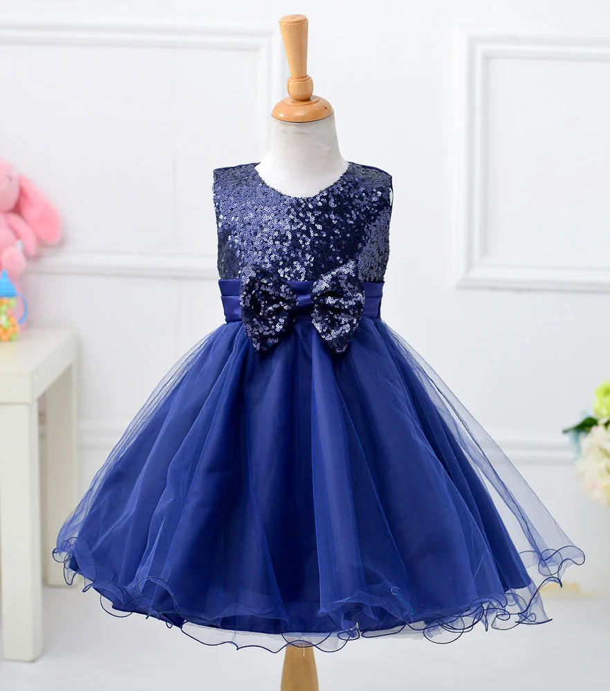 Новинка; летнее платье принцессы с блестками и бантом для маленьких девочек; красивое детское платье для свадебной вечеринки; ; 8089 - Цвет: dark blue