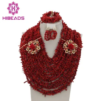 

High Quality Fashion Red Coral Beads Jewelry Set African Beads Necklace Set Fashion Costume Jewelry Set Free Shipping CRN219