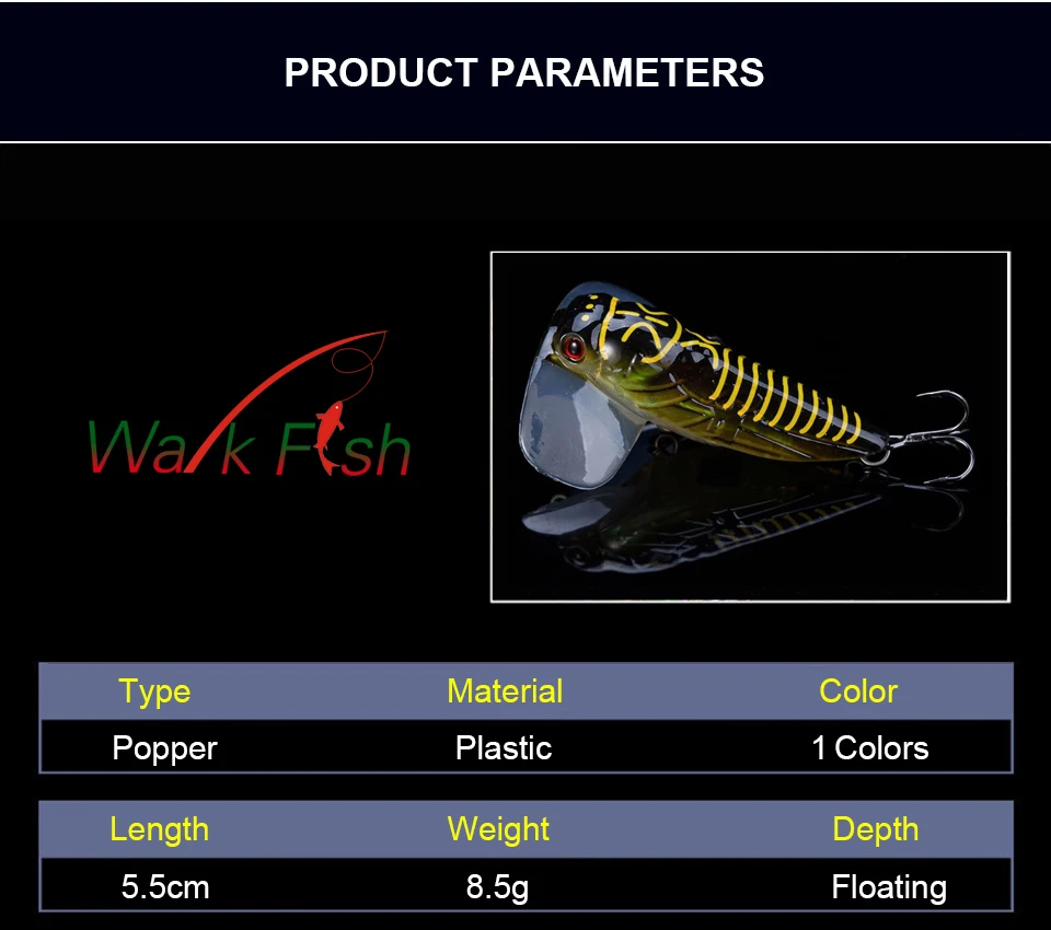 WALK FISH 1 шт. высокое качество Lscas искусственная приманка 40 мм 3,8 г 55 мм 8,5 г плавающий Поппер топовый желудок Цикада насекомое