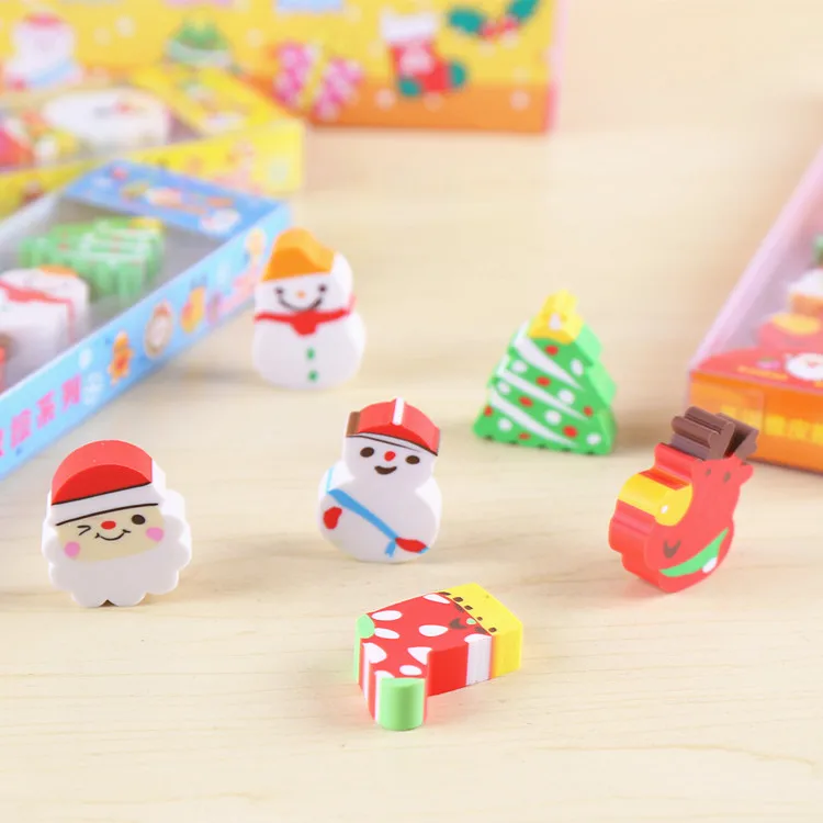 Christmas Theme Eraser Set , Snowman / Christmas Three / Santa Claus