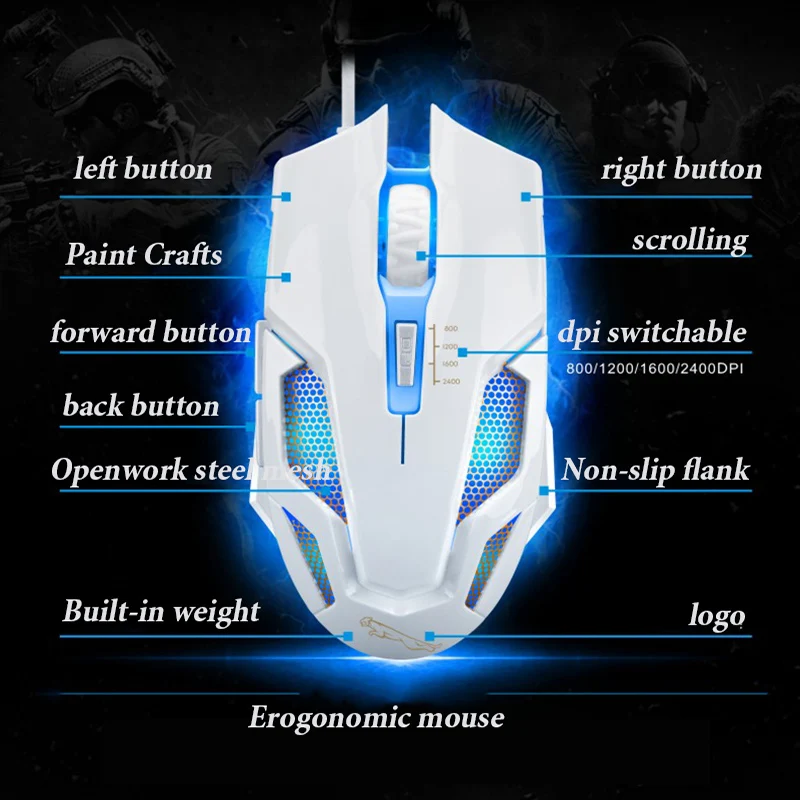 Проводная игровая клавиатура и мышь набор с RGB светодиодный Ной подсветкой