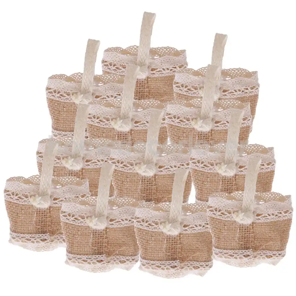 12pcs Vintage Jute Burlap Small Sweets Candy Bags With 12pcs Vintage Jute Burlap Small Sweets Candy Bags With
