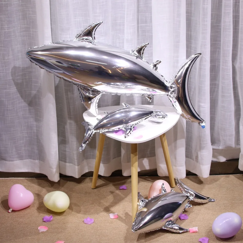 Новая большая Серебряная Акула Фольга воздушные шары для украшения вечеринок морской джунгли рыбный шар Декор для вечеринки в честь Дня Рождения, детские игрушки животных pet globos