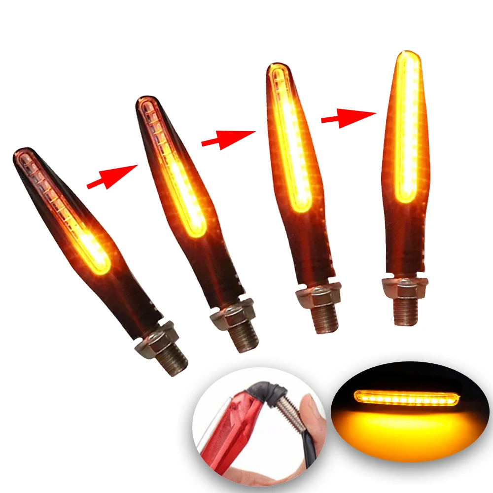 

Set 4 pieces Universal Motorcycle LED Flexible Bendable Turn Signal Indicator Amber Light for Honda Motocross Signal Lamps