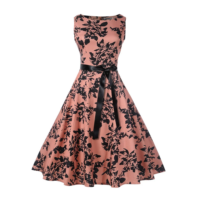 

Plus Size Summer Dress Women Vintage Rockabilly Dresses Jurken Floral 50s 60s Retro Big Swing Pinup Party Dress Vestidos