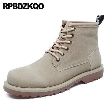 

Fall Suede Autumn Safety Shoes Short Winter Men Boots With Fur Designer 2018 Footwear Lace Up Booties Work Vintage High Top Male