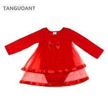 TANGUOANT/Прямая поставка; платье для новорожденных; одежда с бантом для маленьких девочек; Vestido infantil с длинными рукавами; Сетчатое платье для маленьких девочек
