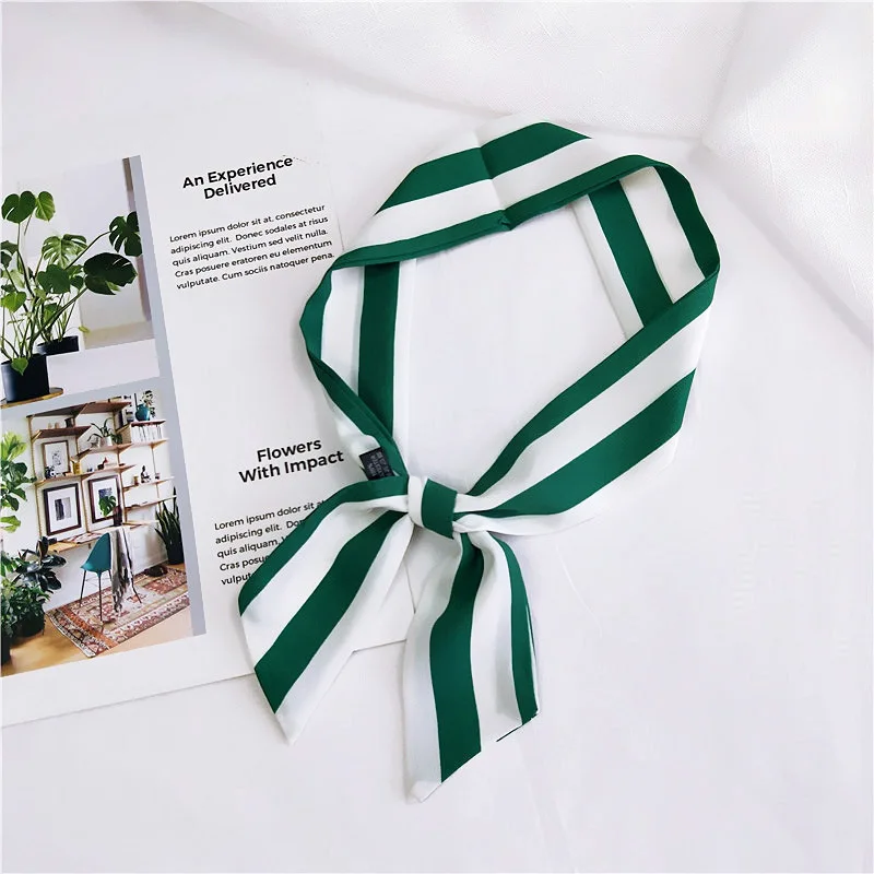 New Design Dot Geometric Stripe Print Silk Scarf Women Fashion Head Small Tie Bag Ribbons Scarves Neckerchief Female Hair Scarf