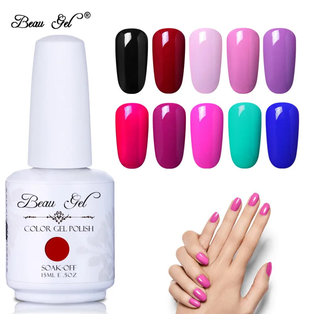 

Beau Gel 15ML Nail Art Gel Varnish Semi Permanent Nail Polish Hybrid Gellak Soak Off Glitter UV Gel Nail Polish Enamel Lacquer