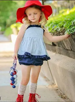 

2019 Summer Newborn Baby Girl Clothes 2Pcs Outfits Set Dress Stripe Tops Dress+Pants Shorts