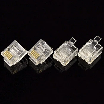 

New Gold Plated Network Connector 100PCS Crystal Head RJ12 6P6C Modular Plug wholesales