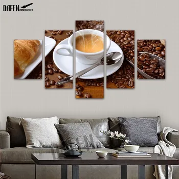

Framed Canvas Art Steaming Coffee Cup Wall Pictures for Kitchen Food Quote Print Painting Dining Hall Decor canvas painting