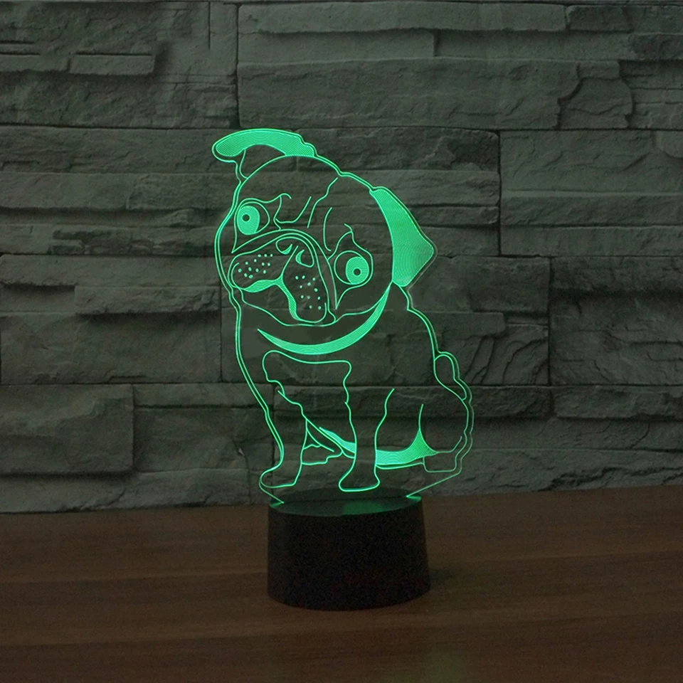 

Baby Sleep Lighting Bedroom Decoration Usb Visual 3D LED Pug Dog Modelling Table Lamp Kids Bedside Night Light Luminarias Gifts