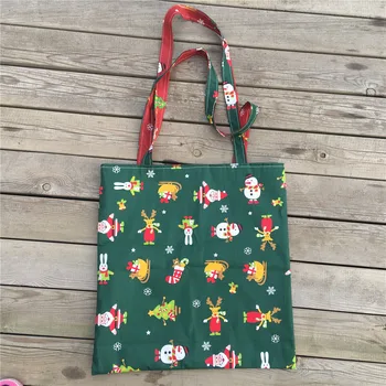

YILE Cotton Shoulder Bag Christmas Tree Santa Claus 2-side Usable Green Red 81014a