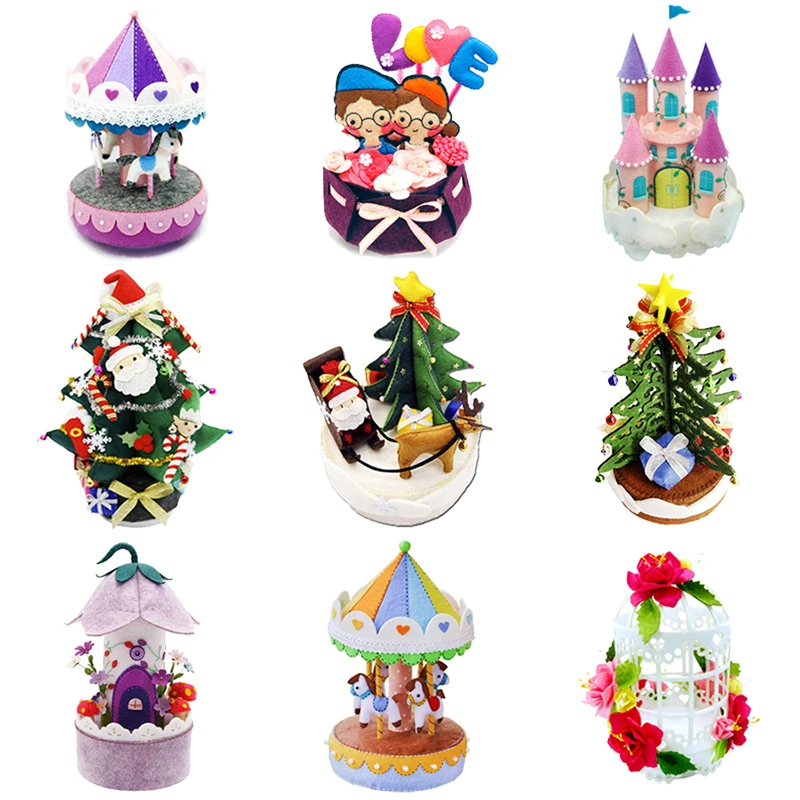 

11 Styles Non-woven Christmas Music Box Felt DIY Material Pack Handmade Cloth Children DIY Felt Craft Gift Needle Cloth Pack
