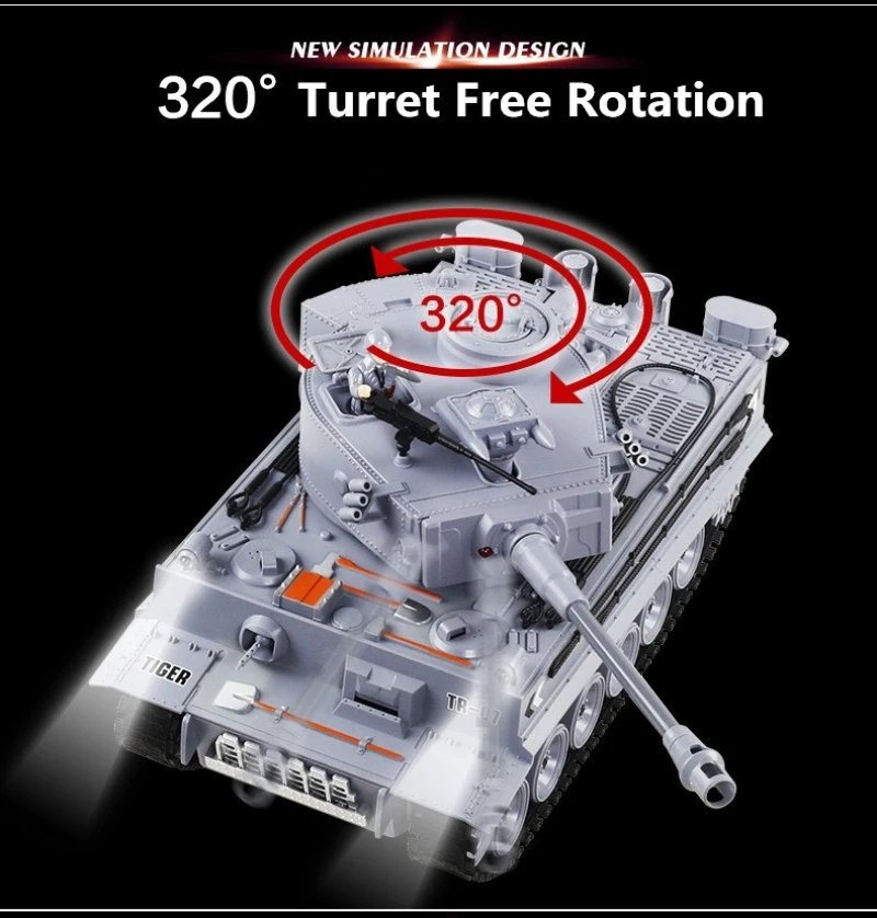 Немецкий тигр 2A6 боевой симулятор армейский Военный Радиоуправляемый Танк 1:18 2,4G Радиоуправляемый танк с функцией дыма и звука и BB пуля и светильник