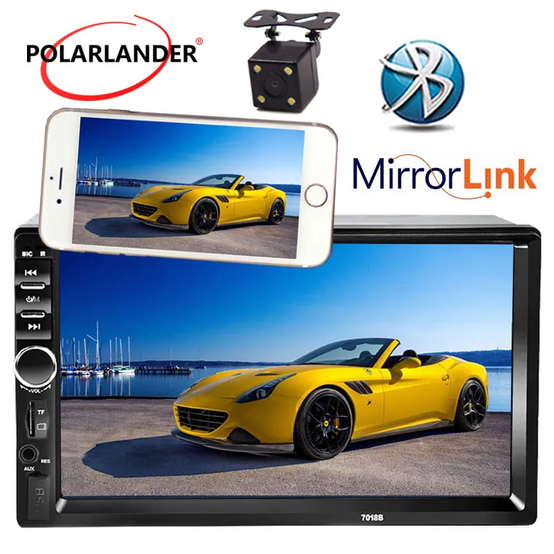 Kopen 7 inch FM MP4 MP5 speler USB TF Auto radio Dubbel DIN Auto Touchscreen met achteruitrijcamera Bluetooth nieuwe aankomst Spiegel Link