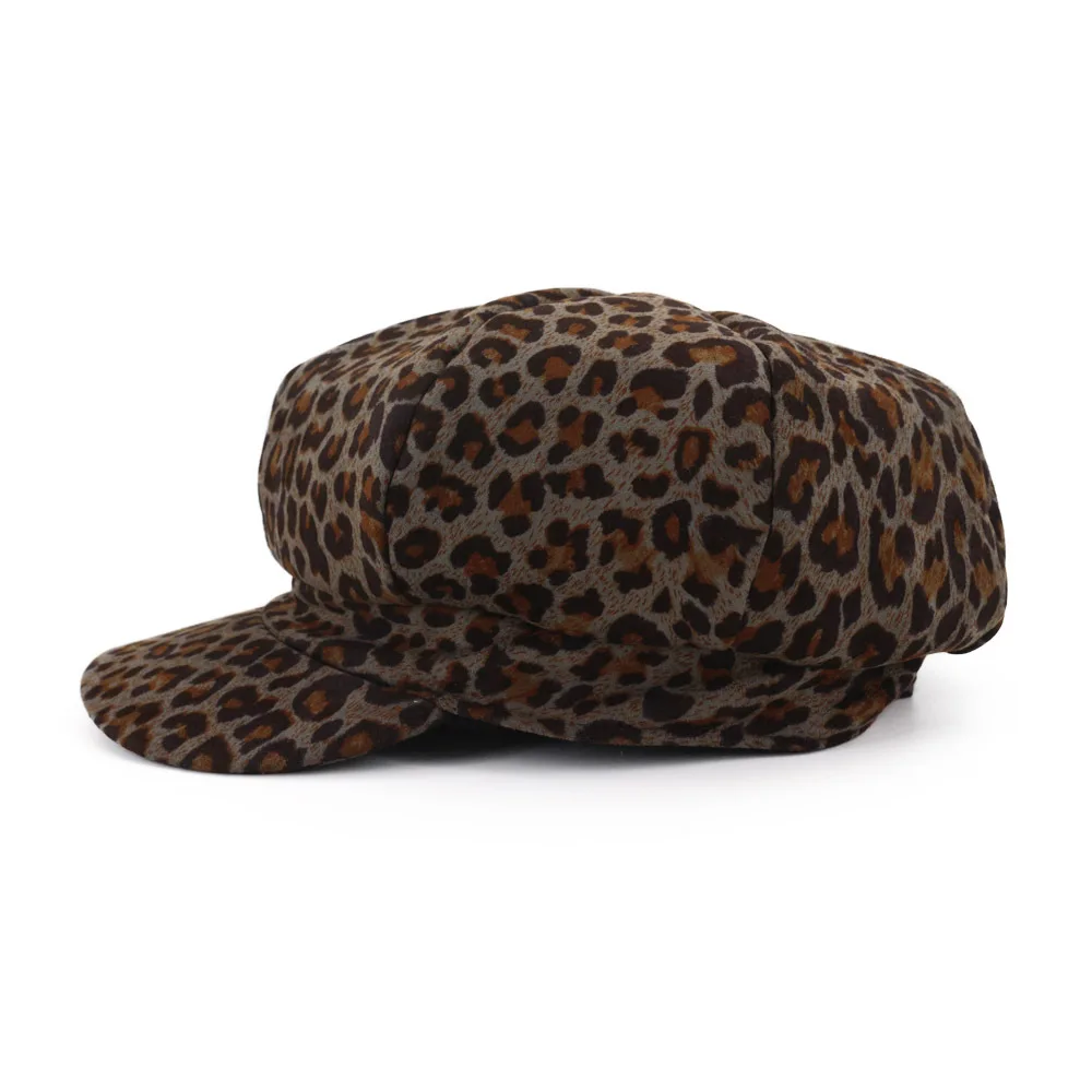 Модная новинка, утолщенная Женская кепка газетчика, Женская Евро-американская шляпа художника, Леопардовый принт, береты для девочек, GH-997