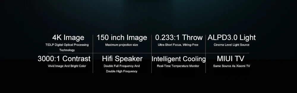 Xiaomi Mijia лазерный проектор ALPD tv 4K 3840x2160 P проектор 2 ГБ DDR3 16 Гб EMMC Flash 5000 люмен 150 дюймов Умный домашний кинотеатр