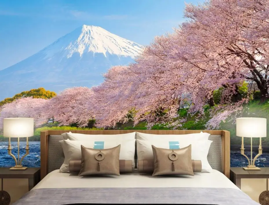 Us 18 8 53 Off Fresh And Beautiful Cherry Blossom Japanese And Korean Tv Background Wall Modern Living Room Wallpapers In Wallpapers From Home