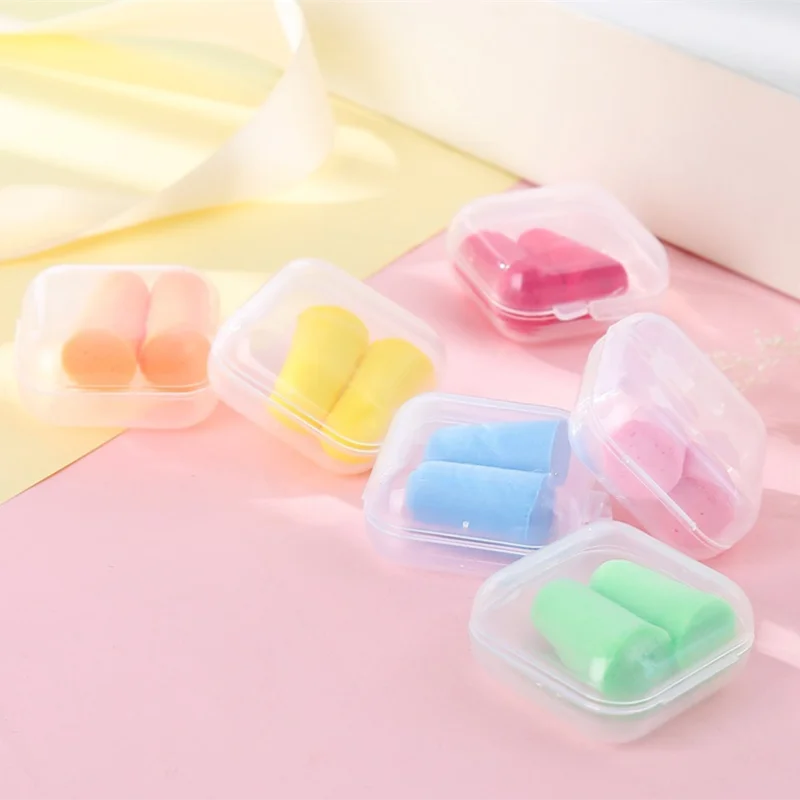 

5 Pairs Candy Color Boxed Soundproof Earplugs Kawaii Noise Reduction Sleep Anti-noise Sponge Earplugs Multi-color Optional