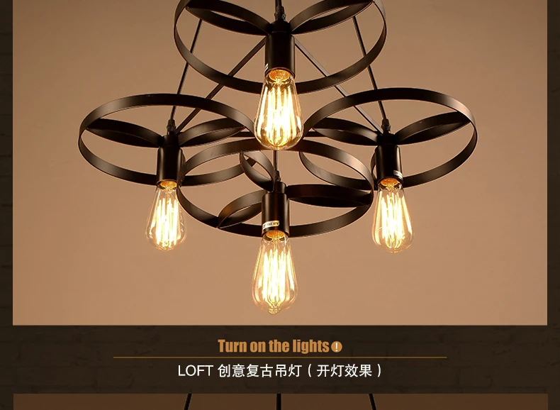 Loft ретро 4 головки E27 подвесные светильники для гостиной столовой спальни Бар Кафе дизайнерская подвеска в форме колеса Свет ZA920549