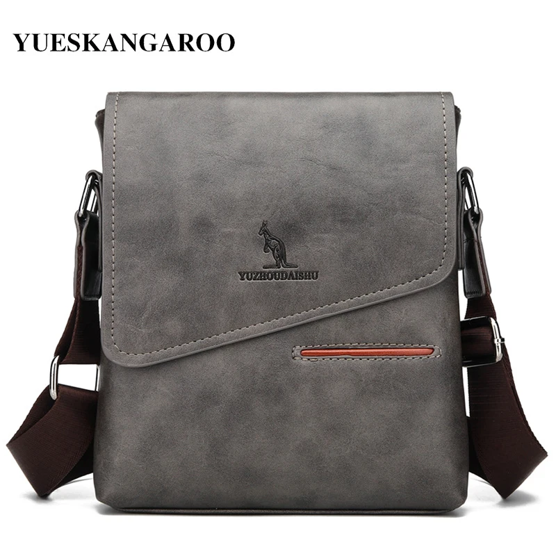 Kangaroo Luxury Brand Vintage Men Shoulder Bag Leather Messenger Bag Waterproof Office Business Crossbody Bag For Male Handbags