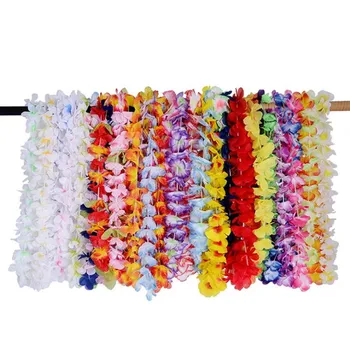 

New Colorful Hawaiian Leis Flower Garland Necklace Hawaii Floral Wreath Beach Holiday Dance Performance Party Favor