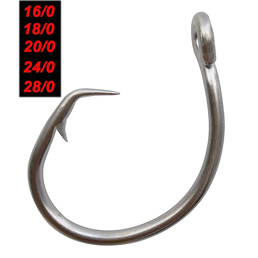 10Pcs Tuna Circle Fishing Hooks 39960 Stainless Steel Big Game Bait Hooks  For Saltwater Fishing 16/0 18/0 20/0 24/0 28/0