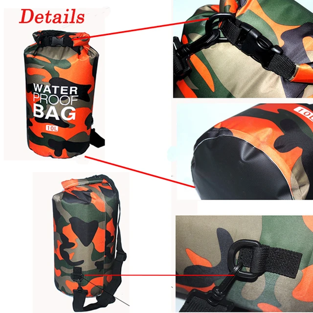 6 Size Outdoor Camouflage Boating Kayaking PVC Waterproof Dry Bag Lightweight Diving floating Camping Hiking Swimming travel Bag 3