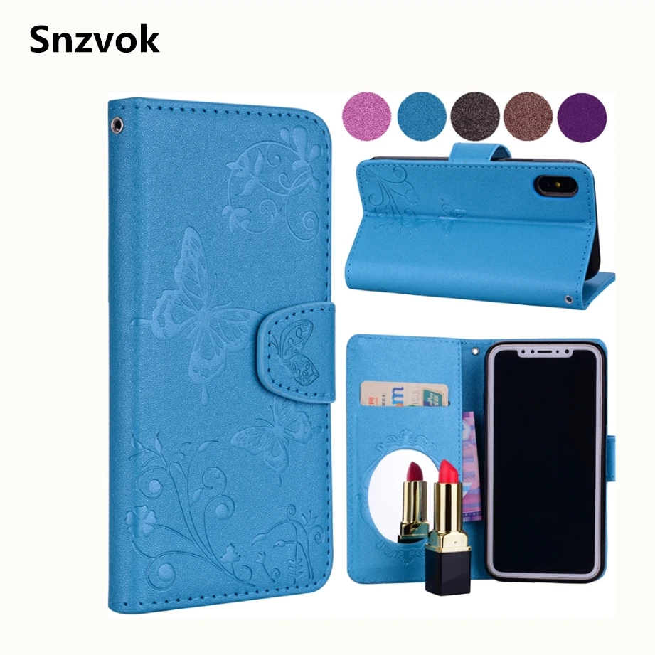 Snzvok Lady MakeUp mirror Filp Standing case for iphone X 8 7 6S plus 5S 5C SE PU leather wallet bag iTouch 5 6 stand cover | Мобильные