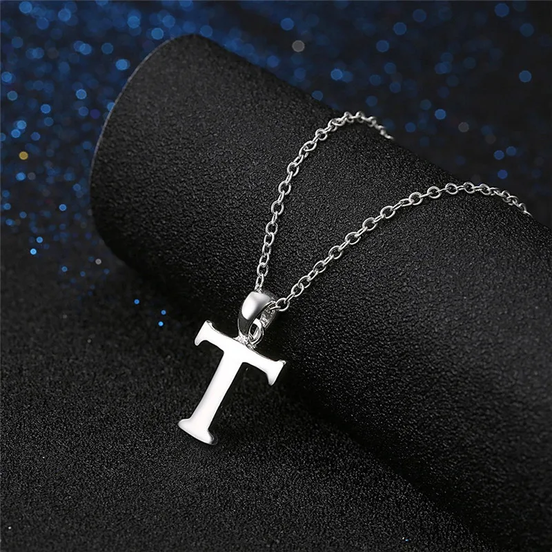 Fashion Jewelry 18 inches 925 Sterling Silver Link Chain Letter T