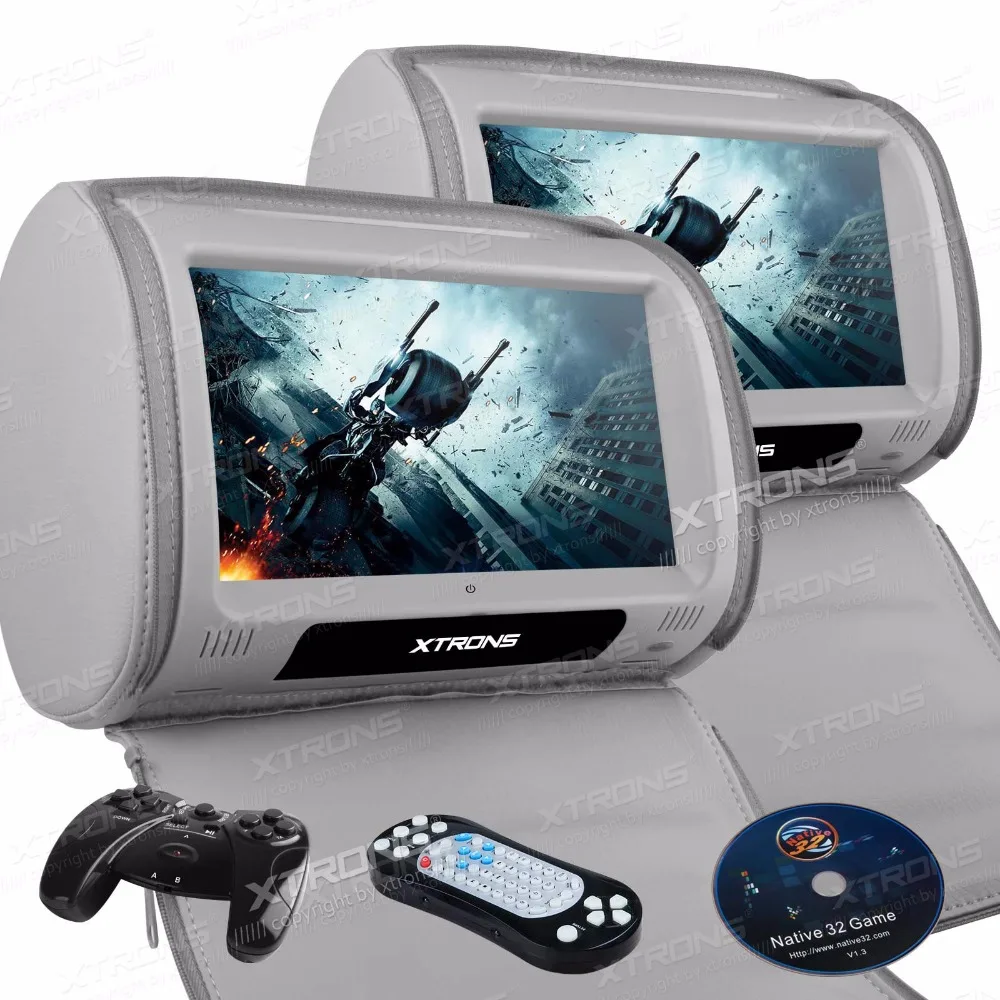 XTRONS серый 2X 9 &quotсенсорный экран мониторы подголовник автомобиля DVD плеер