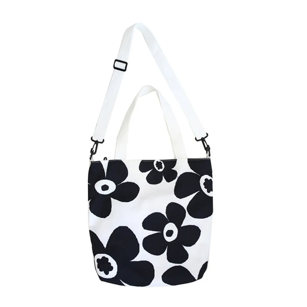 Модные женские холщовые сумки через плечо на молнии с цветочным принтом, сумки-мессенджеры, холщовые сумки на плечо с цветочным принтом June14