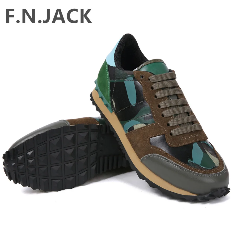 

FNJACK Men Sneakers Camo Canvas Fashion Italian Shoes 2018 New Arrival High Quality Genuine Leather