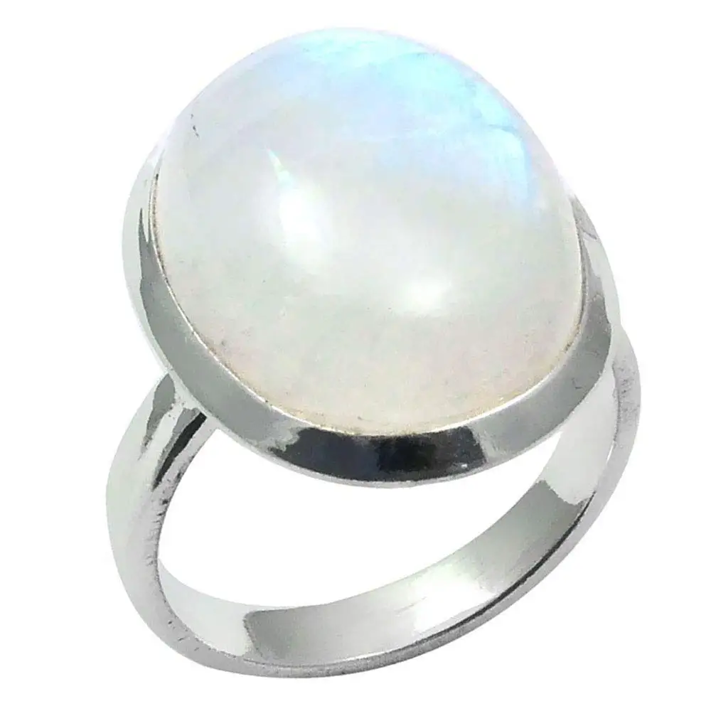 

Genuine Rainbow Moonstone Ring 925 Sterling Silver,USA Size 7.5, 2SR0151