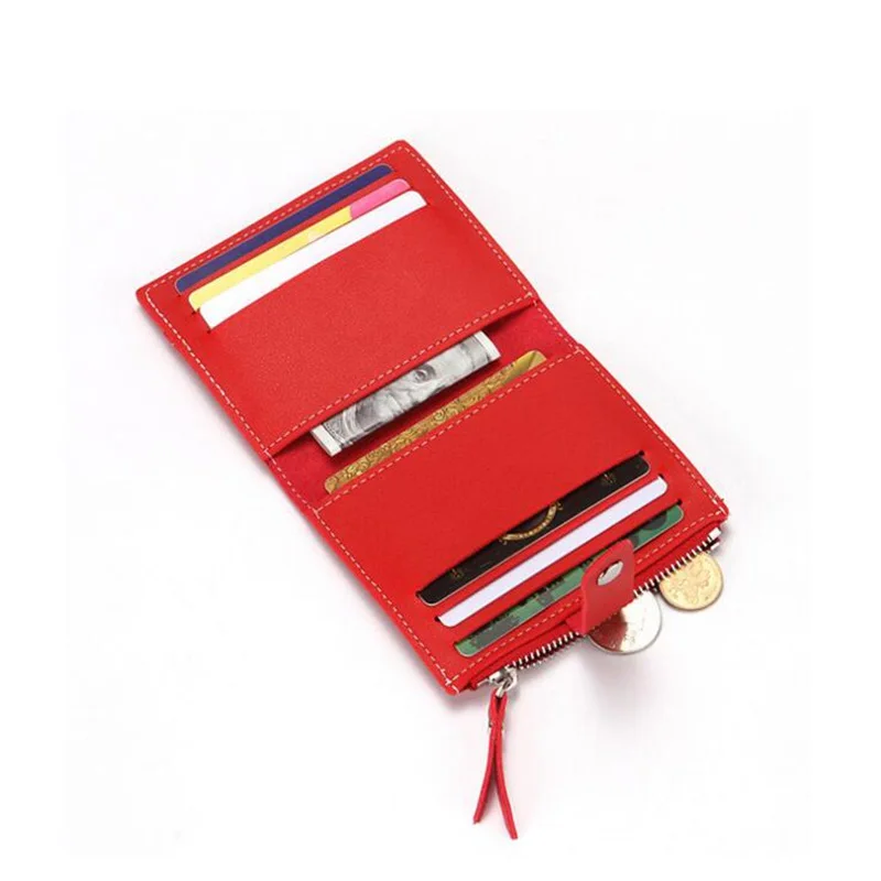 

Fashion PU Leather Buckle Women Business Card Holder Wallet Zipper Coin Pouch Clutch Multi-Card-Bit Credit Card Bag Case
