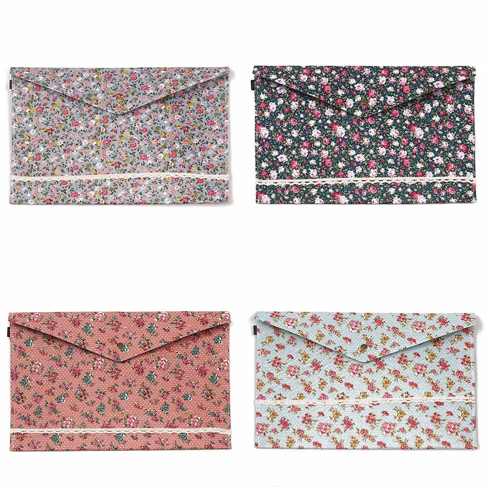 

1pc Elegant Cloth A4 file Document Folders Bag Garden Guttons Envelope Files Bags Stationery Office School Supplies