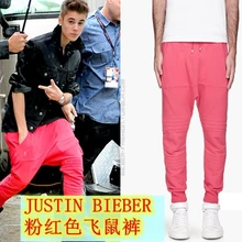 27-36! Новая мужская мода ночной клуб JustinBieber розовые шаровары брюки плюс размер сценические костюмы певицы одежда