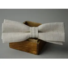 Праймериз галстук-бабочка, грязно-белый Лен мужские галстук-бабочка, галстук ручной работы, постельное белье бабочки