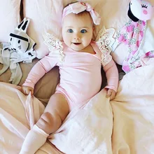 Newborn Baby Romper Black White Striped Long Sleeve Onesie Lace Puff Sleeve Sweety Design Rompers for Baby Girls Clothes