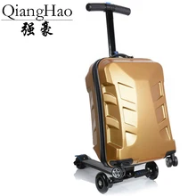 21 дюймов TSA замок сумка в виде скутера Алюминиевый Чемодан с колеса скейтборда прокатки багаж Дорожный чемодан-тележка