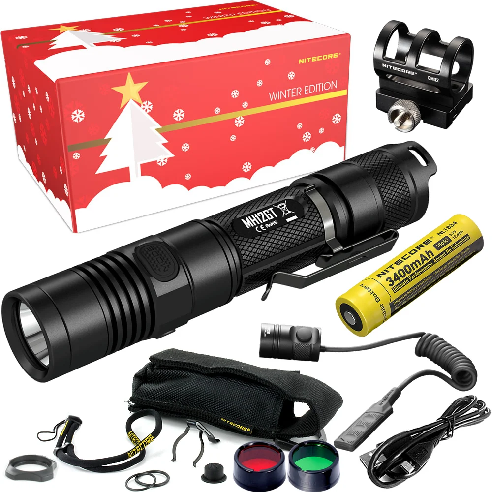 

2019 NITECORE MH12GT Hunting Holiday Gift Set 1000 Lumen USB Rechargeable Flashlight Outdoor Search Portable Torch Free Shipping