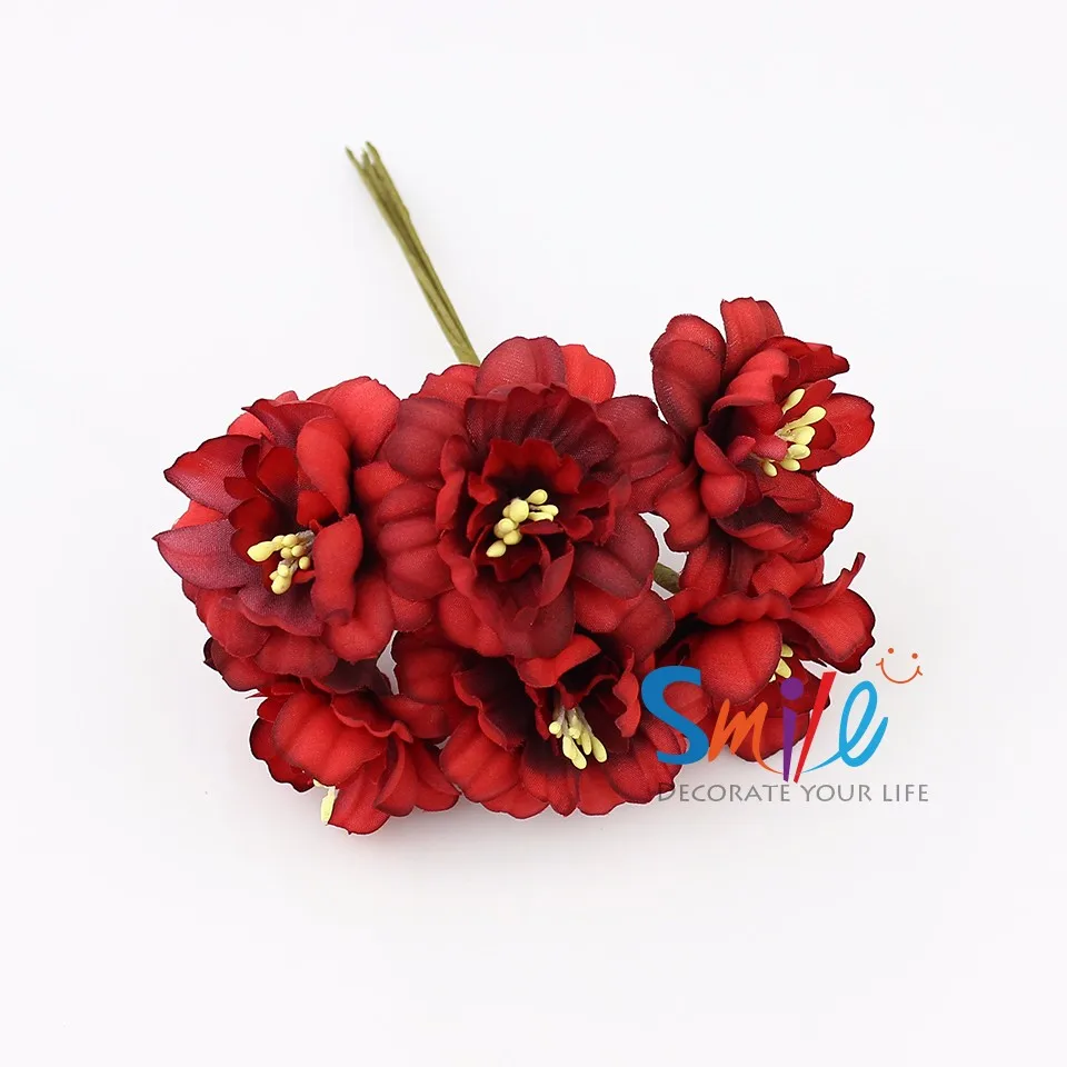 HUADODO 6 шт. 5 см искусственные цветы шелк Слива Цветок для DIY Скрапбукинг венок свадебное украшение искусственные цветы
