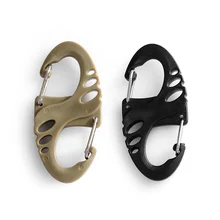 5/10 шт. Портативный Пластик Сталь альпинистского крюка S Тип карабин двойной брелок-карабин для ключей Мини ручной работы черный/хаки рыболовный крючок