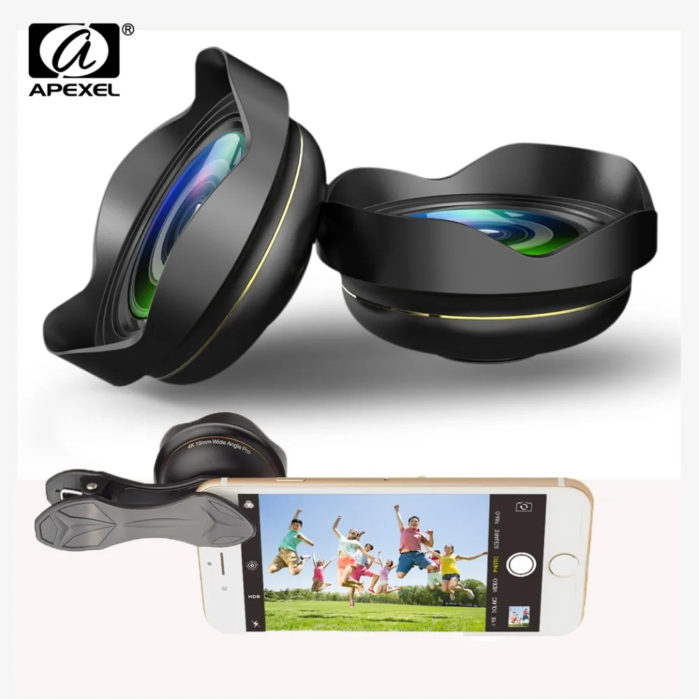 APEXEL Optic HD 15 мм объектив для телефона 0 5X4 k широкоугольные линзы объектива камеры