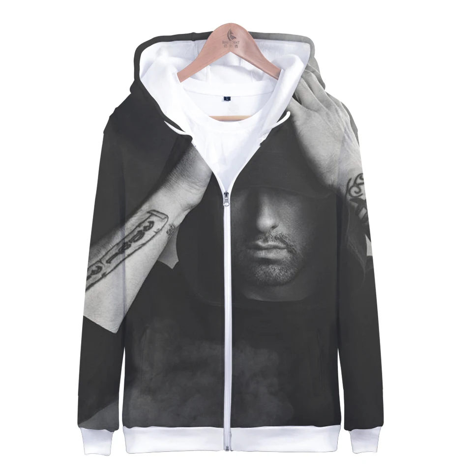 Толстовка EMINEM с 3D принтом в стиле хип хоп на молнии для мужчин и женщин длинным