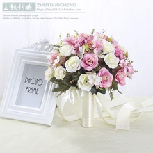 Новинка 1 шт. красивый свадебный букет ручной работы искусственная Роза ручной работы цветы Искусственные Свадебные цветы Свадебные Декорации цветок