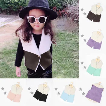 

F0063 Europe and America Girl Autumn&Winter Clothing Faux Fur Waistcoat multicolored Cute children's Girl Vest Jacket